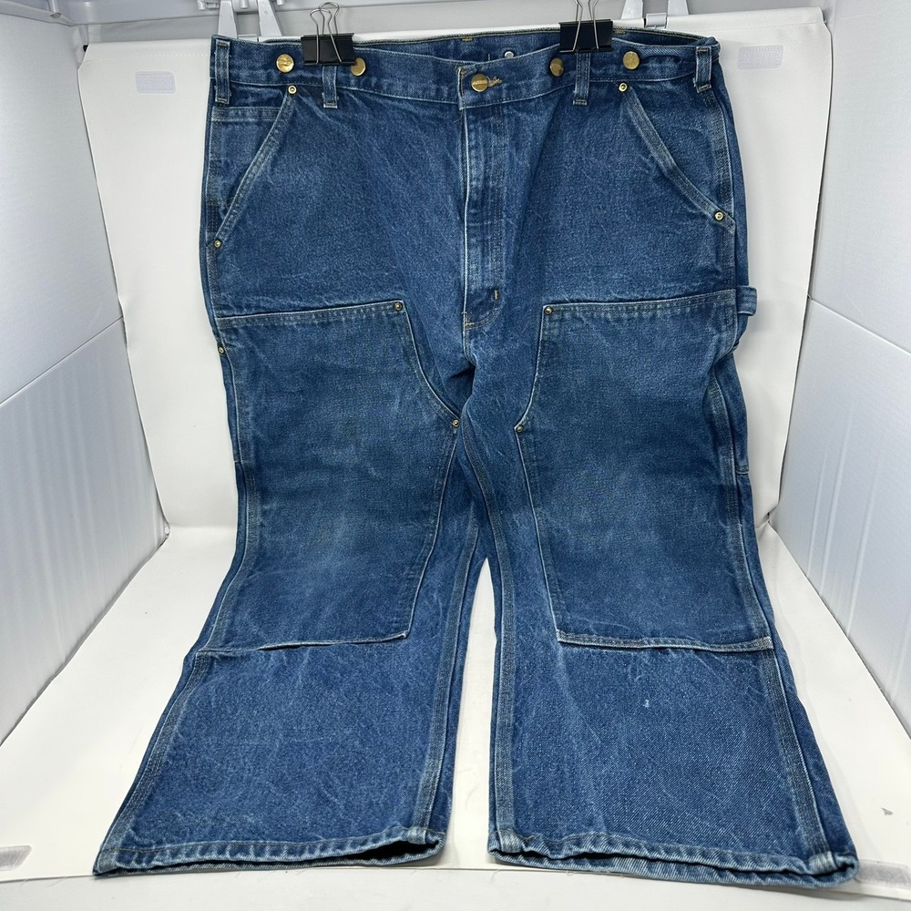 Carhartt Jeans Men 40x30 Blue B07 DNM Dungaree Fit Double Front Logger Work Pnt